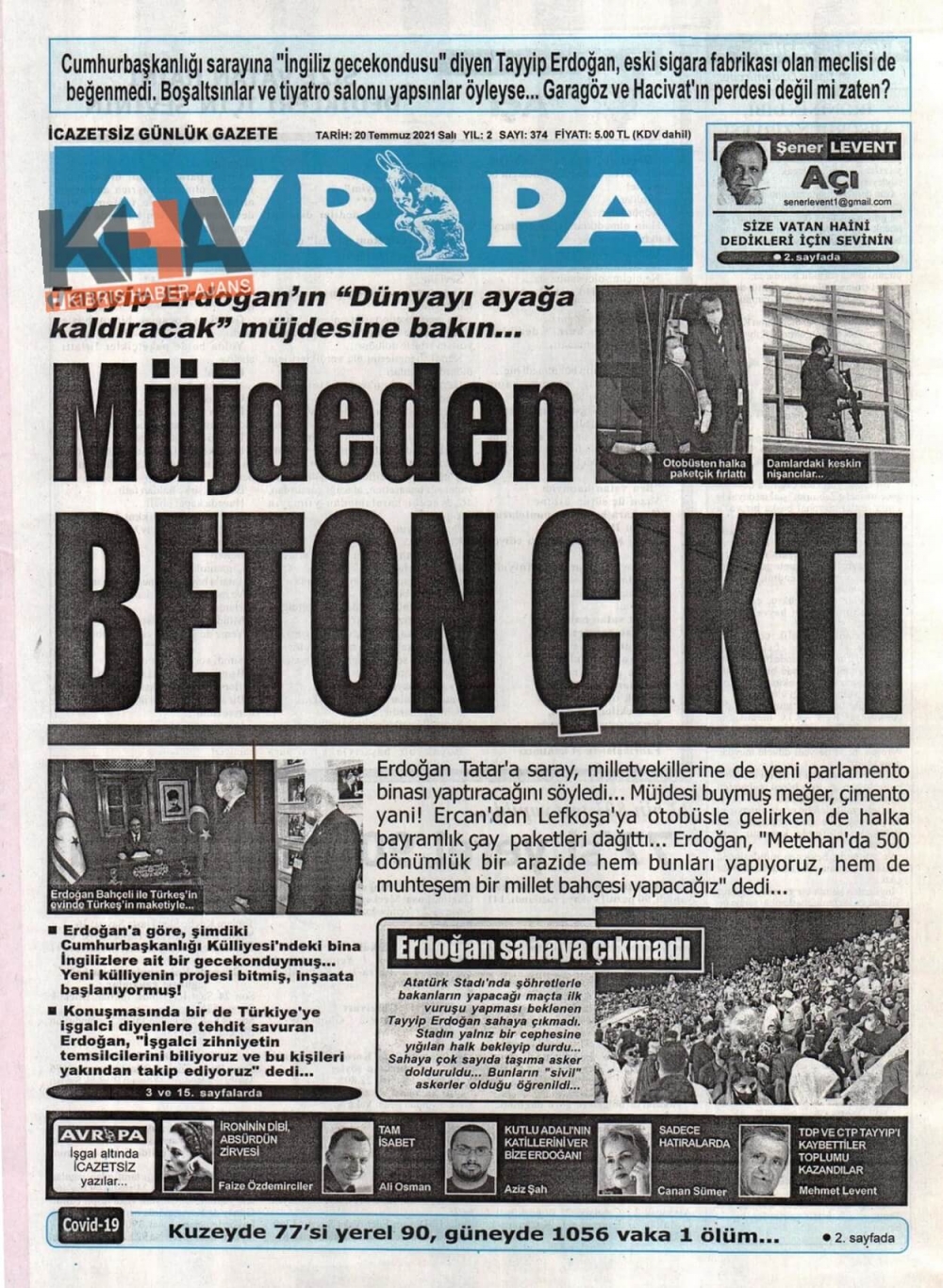 KKTC'de basılı gazeteler Erdoğan'ın Müjdesini nasıl gördü? galerisi resim 2