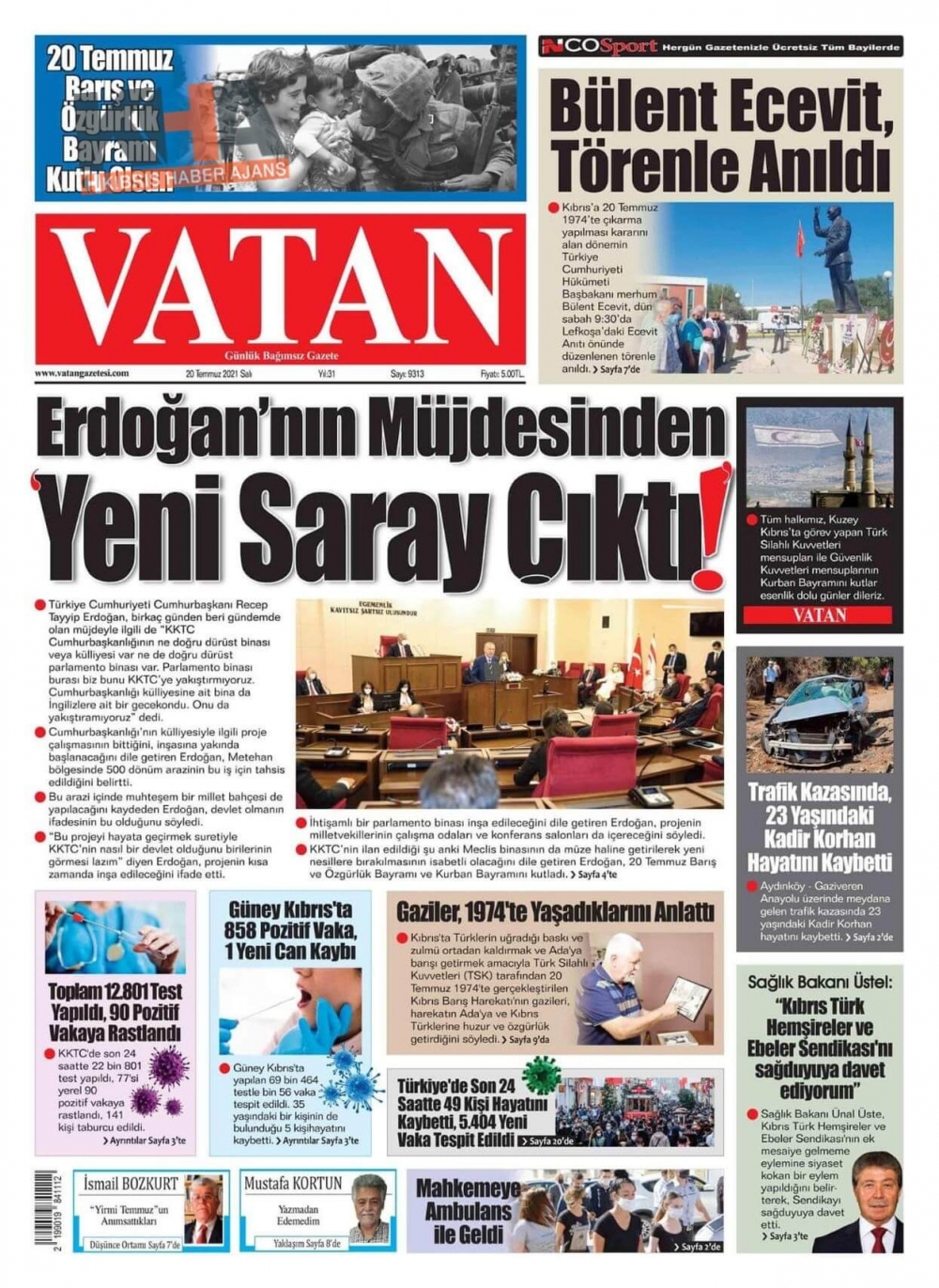 KKTC'de basılı gazeteler Erdoğan'ın Müjdesini nasıl gördü? galerisi resim 7