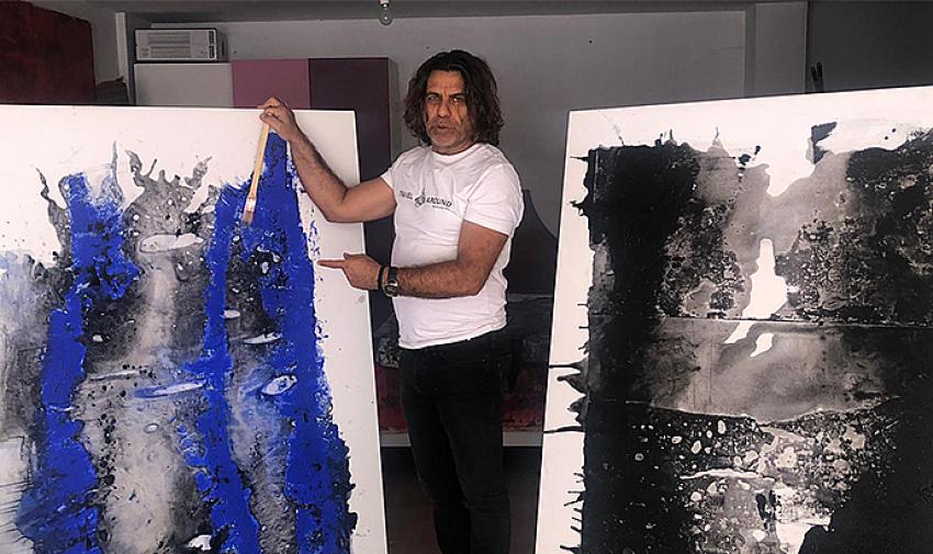 Sanatçı Serkan İlseven, mücadeleyi figüratif dokunuşlar ile tuvale yansıttı