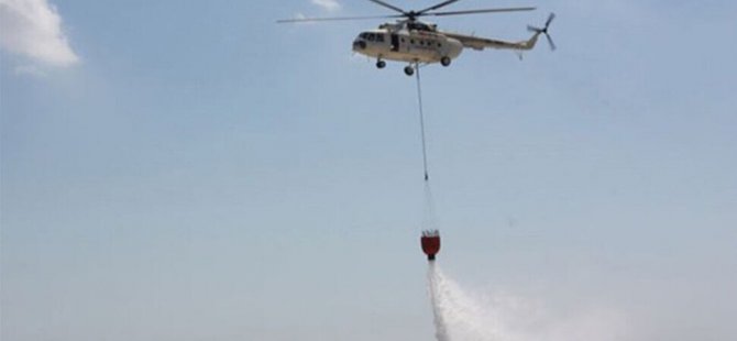 Ercan’a yangın helikopteri konuşlandırıldı