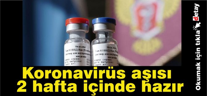 Rusya, koronavirüs aşısının iki hafta içinde kullanıma hazır olacağını ileri sürdü.