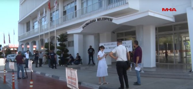 Gazimağusa Türk Genel İş Sendikası bugün GMB'de eylem yaptı (VİDEO)