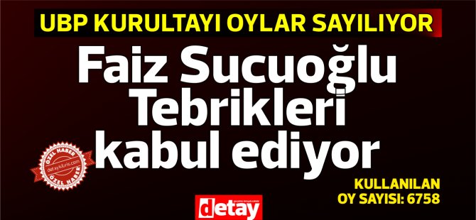 UBP Kurultayı... Dr. Faiz Sucuoğlu tebrikleri kabul ediyor...