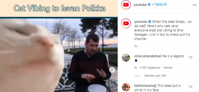 YouTube, resmi hesaplarından Bilal Göregen'in videosunu paylaştı