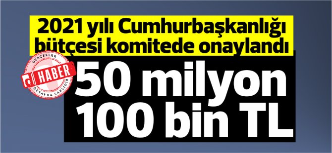 KKTC Cumhurbaşkanlığı bütçesi:50 milyon 100 bin TL