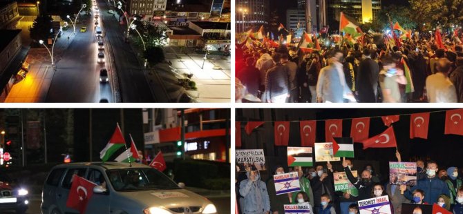 Sokağa çıkma yasağına rağmen Türkiye'nin birçok ilinde İsrail protestosu düzenlendi; araçlarla konvoy yapıldı