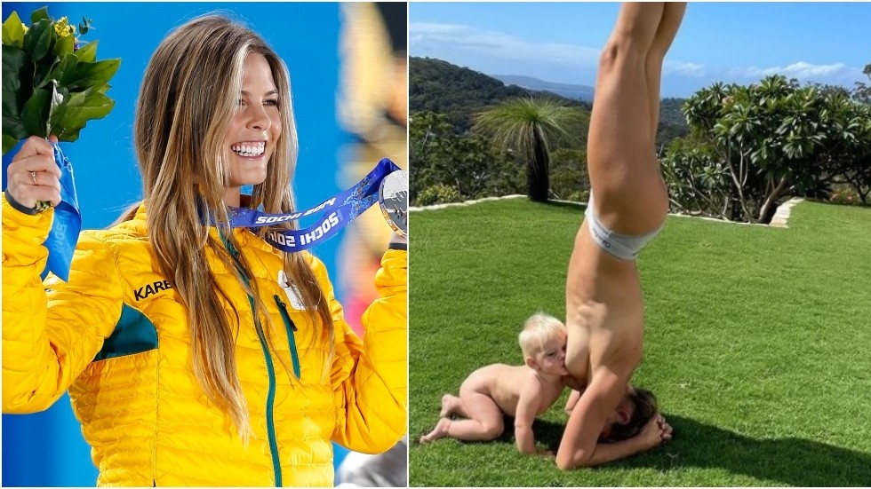 Olimpiyat efsanesi Aussie baş aşağı emzirme fotoğrafıyla "dikkat çekmekle" suçlandıktan sonra yanıt verdi