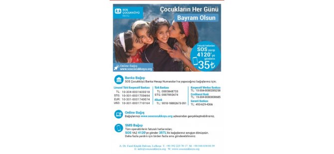 SOS Çocukköyü’nden Bayramda “Çocukların Her Günü Bayram Olsun” Kampanyası