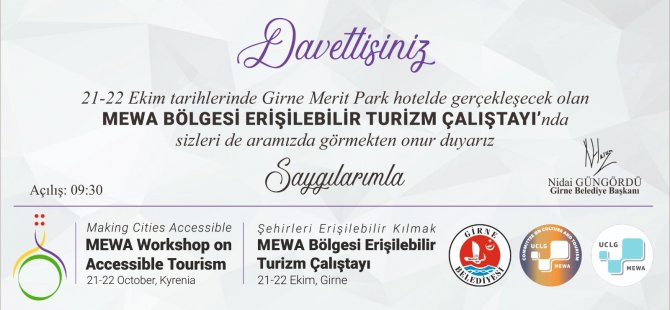 MEWA Bölgesi Erişilebilir Turizm Çalıştayı, Girne’de yapılacak