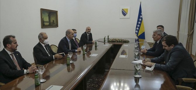 Kurtulmuş ve beraberindekiler Bosna Hersek Devlet Başkanlığı Boşnak üyesi Dzaferovic ile görüştü