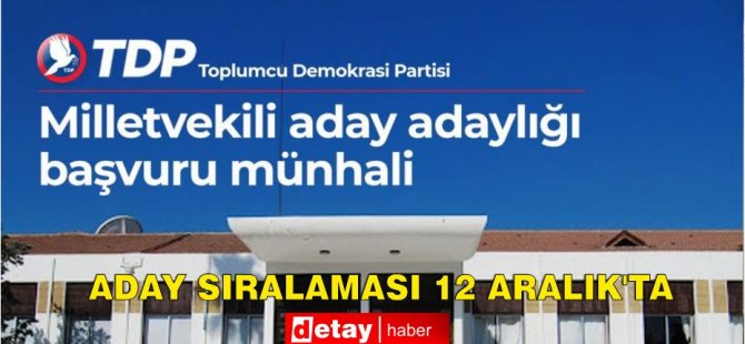 TDP 10 Aralık'a kadar aday adaylığı başvurularını kabul edeceğini duyurdu