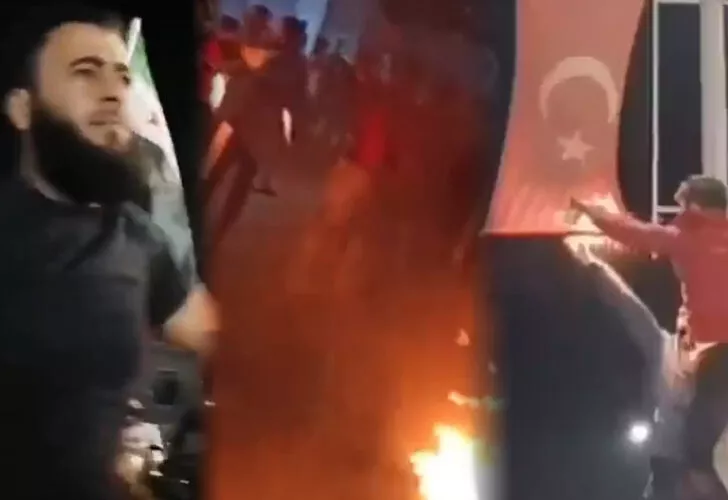 Suriye'de Türk bayrağını ateşe verip ay yıldızı tahrip ettiler!