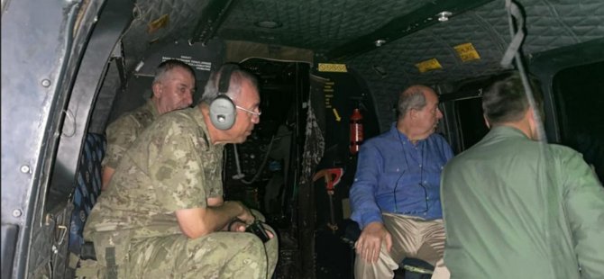 Tatar, yangın bölgesinde helikopterle keşif uçuşu yaptı!