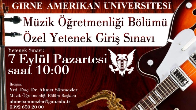 GAÜ Müzik Öğretmenliği Yetenek Sınavı 7 Eylül’de