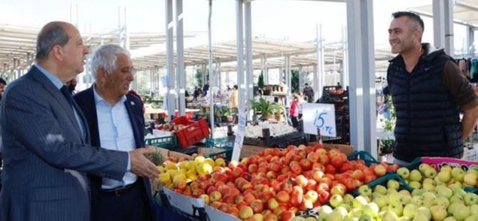 Cumhurbaşkanı Tatar, Güzelyurt bölgesindeki açık pazarı ziyaret etti