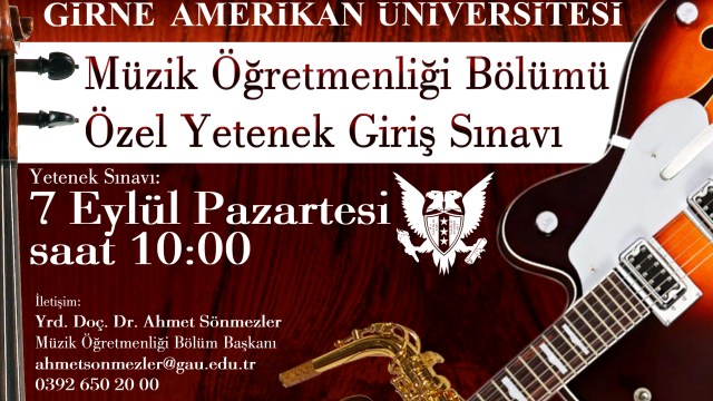 GAÜ Müzik Öğretmenliği Yetenek Sınavı 7 Eylül’de