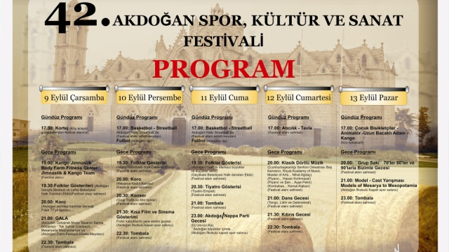 42.Akdoğan Spor, Kültür ve Sanat Festivali başlıyor