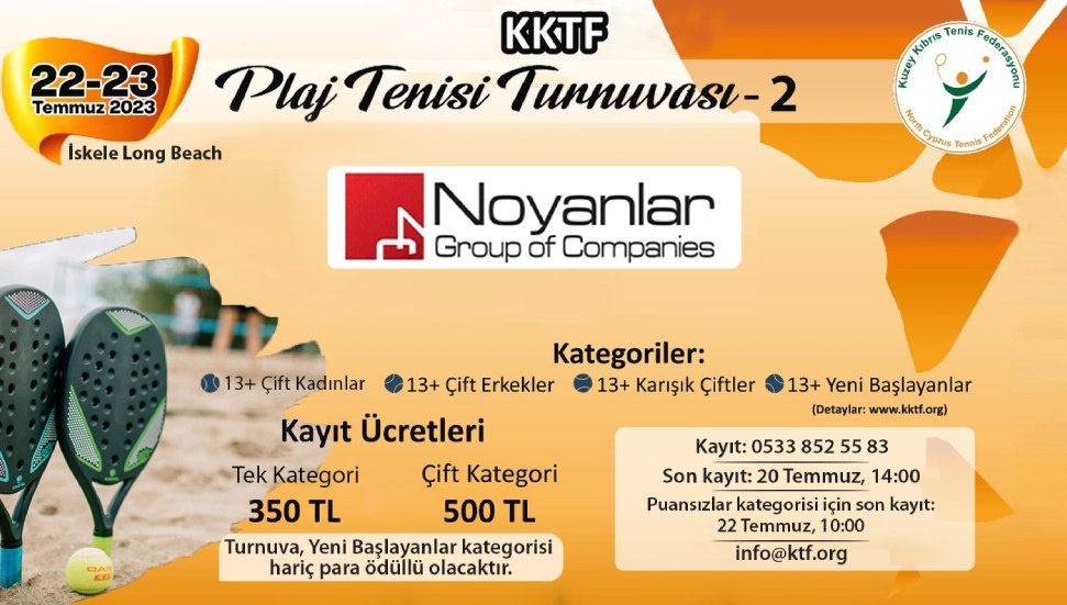 KKTF tarafından düzenlenecek sezonun ikinci plaj tenisi turnuvası başlıyor