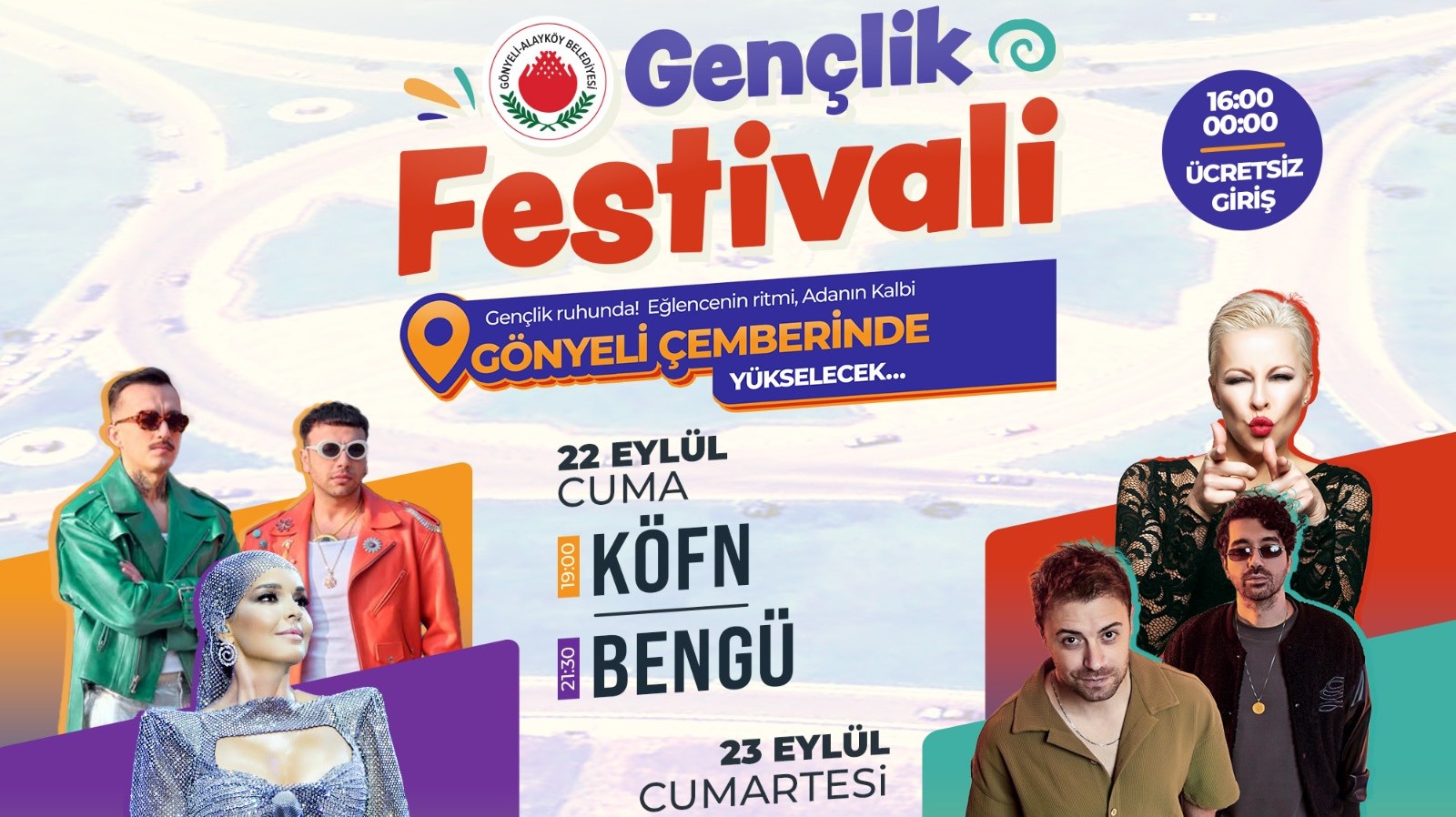 Gönyeli-Alayköy Gençlik Festivali bu yıl adanın kalbinde: Gönyeli Çemberi’nde (Concorde Otel önü çim alanda) 