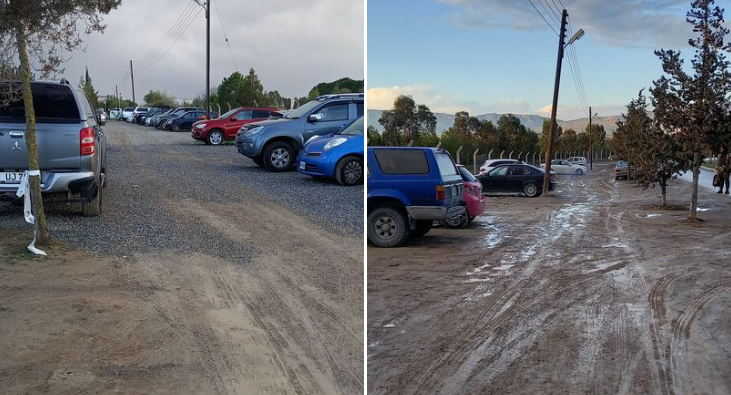 Metehan Sınır Kapısı yanındaki araç park yeri balçık çamur içerisinde