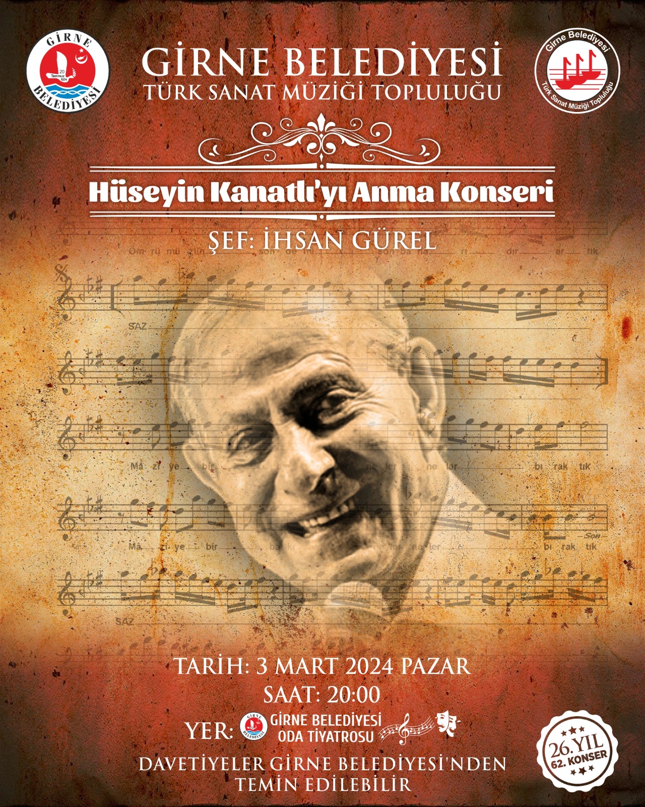 Girne Belediyesi Türk Sanat Müziği Topluluğu, Hüseyin Kanatlı'yı Anma Konseri Düzenliyor