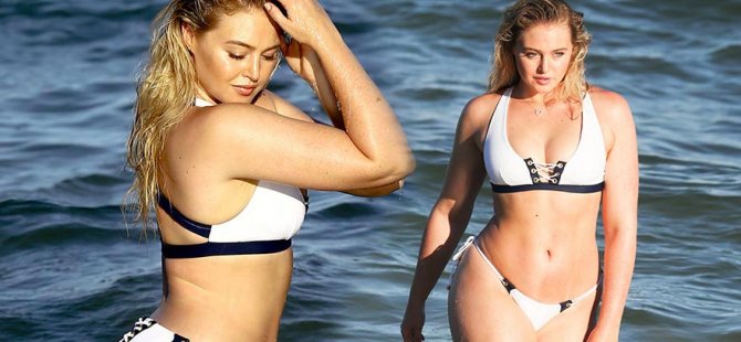 Iskra Lawrence fotoğraf çekiminde