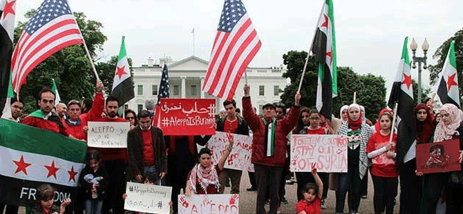 Beyaz Saray önünde Halep protestosu
