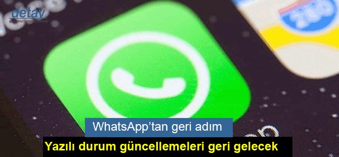 WhatsApp'tan durum güncellemesi için geri adım