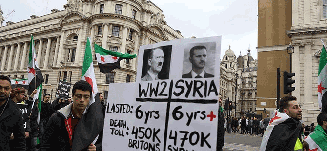 Londra'da Suriye yürüyüşü