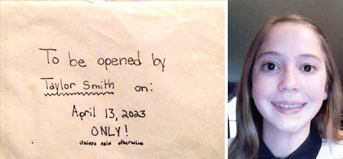 3 yıl önce ölen minik kızdan  '13 Nisan 2023'e kadar açmayın!' yazılı mektup