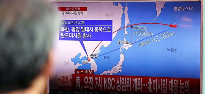 Kuzey Kore'nin fırlattığı balistik füze Japonya'nın üzerinden geçti