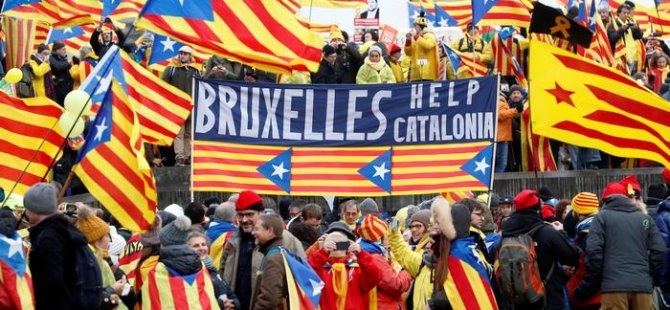 45 bin Katalan Brüksel’de bağımsızlık için gösteri yaptı