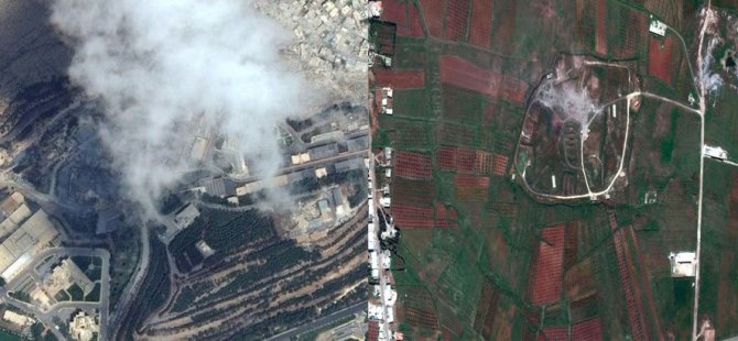 Suriye harekatında vurulan hedeflerin uydu görüntüleri