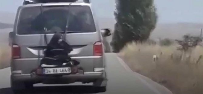13 yaşında çocuğunu aracının arkasına bağlayan babaya gözaltı