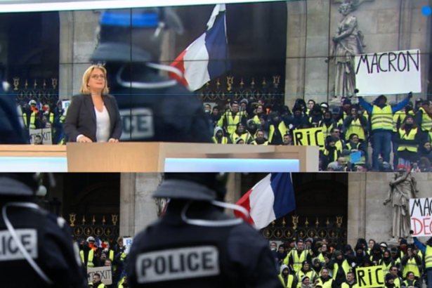 ‘Macron defol’ yazılı dövizdeki 'defol'u silen France 3 alay konusu oldu