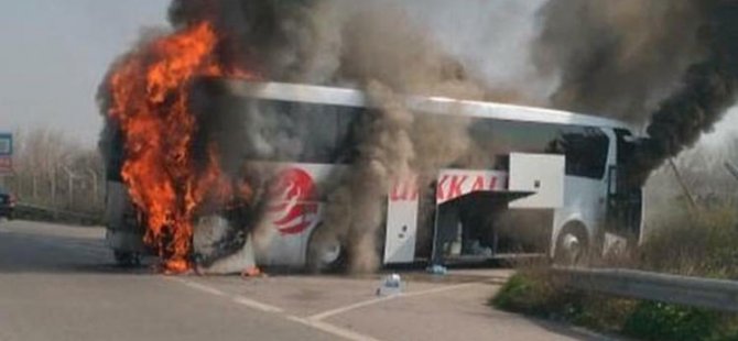 Otobüs yandı, 29 yolcu ölümden döndü