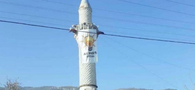 AKP'ye her yol 'mübah': Cami minaresine bayrak asıldı