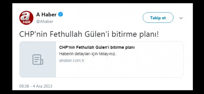 A Haber’in Gülen cemaatine siper olduğu haberi sosyal medyanın gündeminde