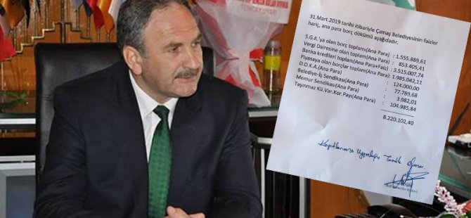 AKP'li belediye başkanı, 11 bin kişilik ilçede 8 milyon 220 lira borç yapmış