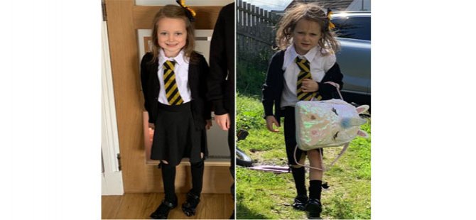 Öncesi ve sonrası: 5 yaşındaki Lucie'nin okuldaki ilk günü