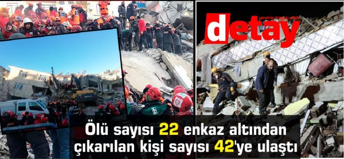 Elazığ Depremi: Ölü sayısı 22 enkaz altından çıkarılan kişi sayısı 42'ye ulaştı