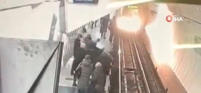 Cep telefonuna bakarken yürüyerek metro raylarına düşen kadın böyle kurtarıldı