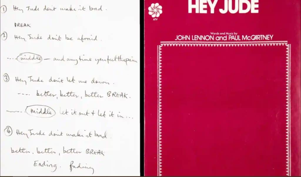 Beatles’ın Hey Jude şarkısının el yazısı sözleri 910 bin dolara satıldı