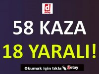 58 Trafik Kazasında 18 Kişi Yaralandı