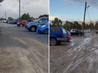 Metehan Sınır Kapısı yanındaki araç park yeri balçık çamur içerisinde