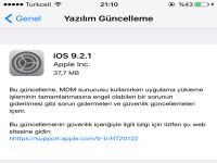 iOS 9.2.1 güncellemesi çıktı!