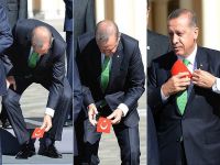 Başbakan Türk bayrağını yine yerde bırakmadı