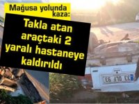 Takla atan  araçtaki 2  yaralı hastaneye kaldırıldı