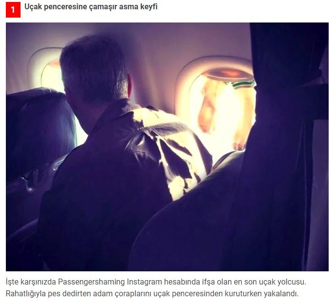 Uçakta mide bulandıran görüntü! Islak çoraplarını pencereye astı galerisi resim 1