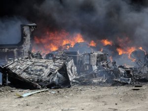 Haspolat'taki yangından görüntüler